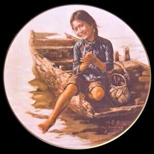 1980 Kee Fung Ng Sampan Girl 10.5" Collector Plate Children of Aberdeen Series